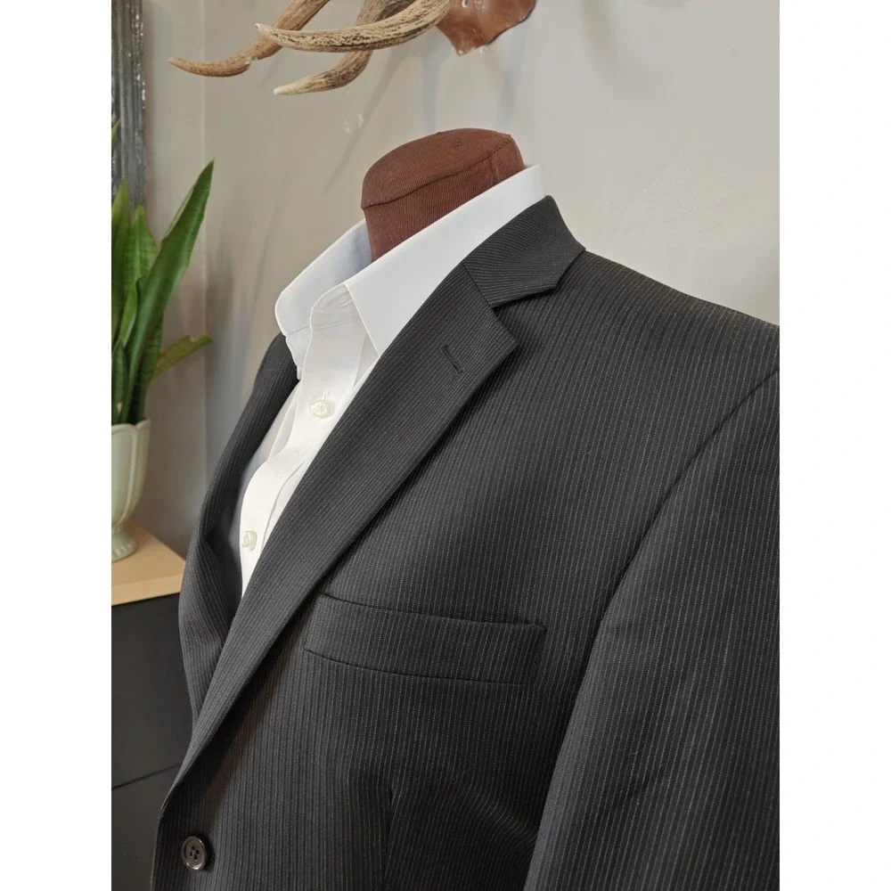 Joseph Abboud 40R Midnight Blue Stripe Blazer Mens 2 Button Sport Coat